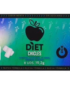 WUG DIET - Chewing-gum fonctionnel sans sucre à la menthe, plaquette thermoformée de 8 pièces