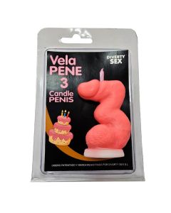 DIABLO PICANTE - BOUGIE PÉNIS EN FORME DE CHIFFRE 3 ROSE