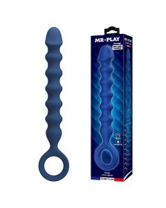 MR PLAY - PERLES ANALES EN SILICONE BLEU ET PLUG ANAL -Ø- 3,4 CM - 28,5 CM