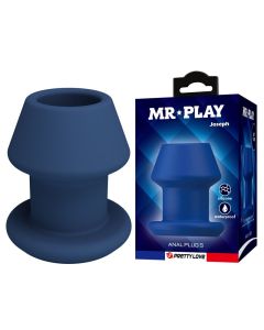 MR PLAY - JACK BLEU PLUG ANAL CREUX EN SILICONE, TAILLE S