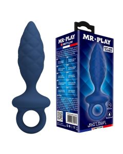 MR PLAY - PLUG ANAL TEXTURÉ AVEC ANNEAU BLEU L