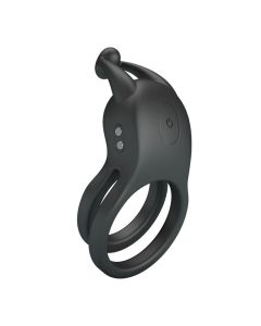 PRETTY LOVE - ANNEAU PÉNIS DOUBLE VIBRANT RECHARGEABLE GOODWIN NOIR