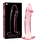Modèle 19 Gode en Verre Borosilicate Rose 18.5 Cm -O- 4 Cm