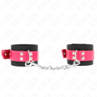 Appui-Poignets en Nylon Noir avec Ceinture en Cuirette Rose Framboise Ajustable 19-29 Cm X 5,1 Cm