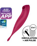 SATISFYER - APPLICATION DE STIMULATEUR ET VIBRATEUR TWIRLING PRO+ ROUGE