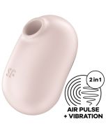 SATISFYER - STIMULATEUR ET VIBRATEUR DOUBLE AIR PULSE PRO TO GO 2 BEIGE