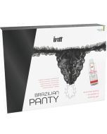 INTT RELEASES - CULOTTE BRÉSILIENNE NOIRE AVEC PERLES ET GEL LUBRIFIANT 50 ML