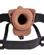 FETISH FANTASY SERIES - HARNAIS RÉGLABLE PÉNIS RÉALISTE AVEC TESTICULES RECHARGEABLES ET VIBRATEUR 15 CM