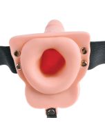 FETISH FANTASY SERIES - HARNAIS RÉGLABLE TÉLÉCOMMANDE PÉNIS RÉALISTE AVEC TESTICULES RECHARGEABLES ET VIBRATEUR 15 CM