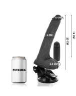BASECOCK - VIBRATEUR RÉALISTE NOIR TÉLÉCOMMANDE AVEC TESTICULES 20 CM -O- 4 CM