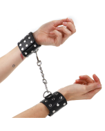 KINK - APPAREILS DE RETENUE POIGNETS AVEC FERMETURE PRESSION PLEINE DE RIVETS NOIR AJUSTABLE 19-24 CM X 5,5 CM