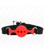 KINK - BÂILLON ENTIÈREMENT SILICONE 55 x 2 CM AVEC BOULE DE 4 CM TAILLE S ROUGE AJUSTABLE 35-51 CM