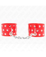 KINK - APPAREILS DE RETENUE POIGNETS AVEC FERMETURE PRESSION PLEINE DE RIVETS ROUGE AJUSTABLE 19-24 CM X 5,5 CM