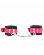 KINK - APPUI-POIGNETS EN NYLON NOIR AVEC CEINTURE EN CUIRETTE ROSE FRAMBOISE AJUSTABLE 19-29 CM X 5,1 CM