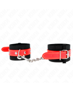 KINK - APPUI-POIGNETS EN NYLON NOIR AVEC CUIR ROUGE AJUSTABLE 19-24 CM X 5,5 CM