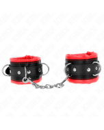 KINK - APPUI-POIGNETS LOURDS DOUBLÉS DE FOURRURE ROUGE AJUSTABLES 20-30 CM X 6 CM