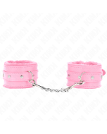KINK - APPUI-POIGNETS DOUBLÉS DE FOURRURE PREMIUM ROSE AVEC CEINTURE ROSE RÉGLABLE 17-29 CM X 6 CM