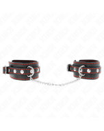 KINK - PETITES RETENUES-POIGNETS NOIRES AVEC DOUBLURE ROUGE RÉGLABLE 14-24 CM X 3,5 CM