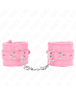 KINK - APPUI-POIGNETS DOUBLÉS DE FOURRURE AVEC TROUS CARRÉS ROSE ET CEINTURE ROSE RÉGLABLE 17-29 CM X 6 CM