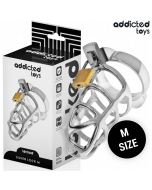 ADDICTED TOYS LOCKED - Cage à Pénis en Métal avec Verrou Argent Taille M