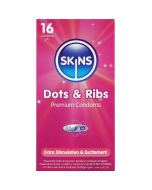 SKINS - PACK DE 16 PRÉSERVATIFS PREMIUM DOTS & RIBS