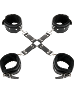 DARKNESS - MENOTTES EN CUIR POUR PIEDS ET MAINS NOIR