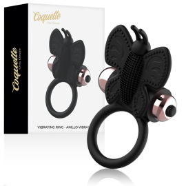 Coquette Chic Desire - Cockring Papillon avec Vibrateur Noir/ Or