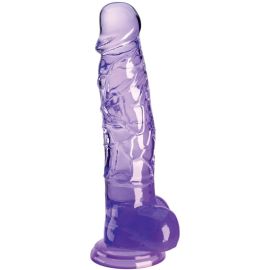 Clear Pénis Réaliste avec Boules 16.5 Cm Violet