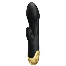 Vibrateur de Luxe Rechargeable Noir Plaqué Or