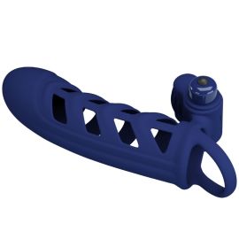 Altaf Anneau Vibrateur avec Gaine en Silicone Bleu
