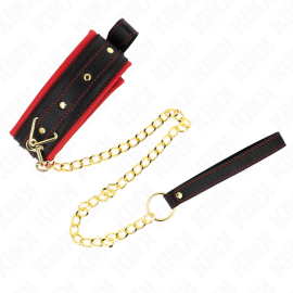 Collier avec Laisse en Tissu Uni Ajustable 33-48 Cm X 5,7 Cm
