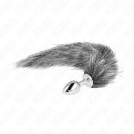 Plug Anal Taille S 7 X 3 Cm avec Queue Synthétique 40 Cm Gris