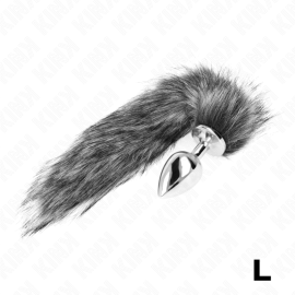 Plug Anal Taille l 10 X 4 Cm avec Queue Synthétique 40 Cm Gris