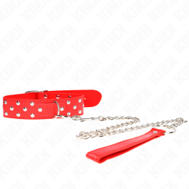 Collier Rivet Anneau avec Ceinture 65 Cm Rouge Ajustable 36-50 Cm X 3,8 Cm