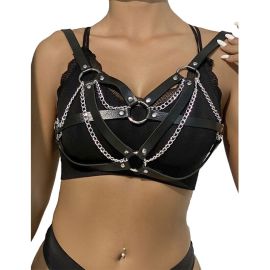 953713 Ceinture Punk Bondage Boucle Métal Noire Taille Unique