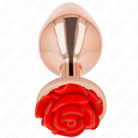 Plug Anal Or Rose avec Rose Rouge l