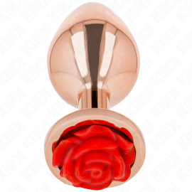 Plug Anal Or Rose avec Rose Rouge M