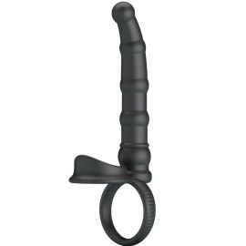 Anneau Pénis Vibrant Tatum avec Plug 10 Vibrations Noir
