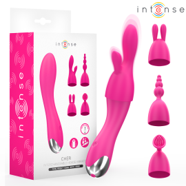 Vibrateur Cher avec 20 Modes de Mouvements et Embouts Interchangeables