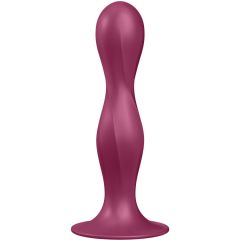 SATISFYER - GODE EN SILICONE DOUBLE BALL-R GRENAT