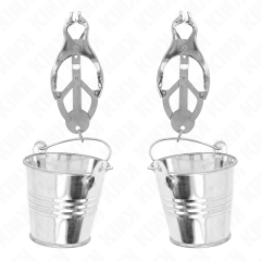 KINK NIPPLE GRIP - Pinces à Seins Trèfle Japonais avec Seau Argent