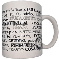 DIABLO PICANTE - TASSE BLANCHE AVEC SYNONYMES DE PÉNIS 370 ML